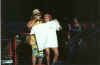 Natalie gives Sammy Hagar a California Dreamgirls T- Shirt San Francisco